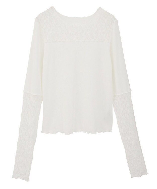 earth music&ecology レース×アイレットプルオ－バー Off White