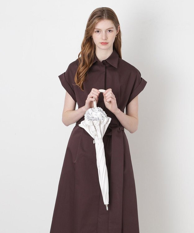 MOONBAT PAUL&JOE ACCESSOIRES (ポール&ジョー) 晴雨兼用日傘 長傘 ワンポイントクリザンテームフリル 一級遮光 遮熱 UV オフホワイト