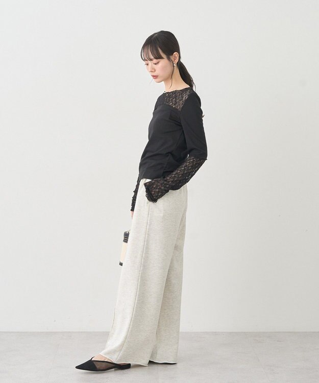 earth music&ecology レース×アイレットプルオ－バー Black