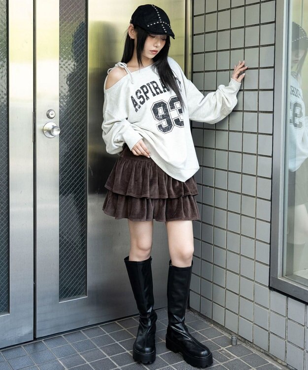 WEGO ベロアフリルスカパン ブラウン