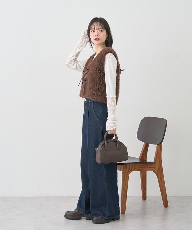 earth music&ecology レース×アイレットプルオ－バー Off White