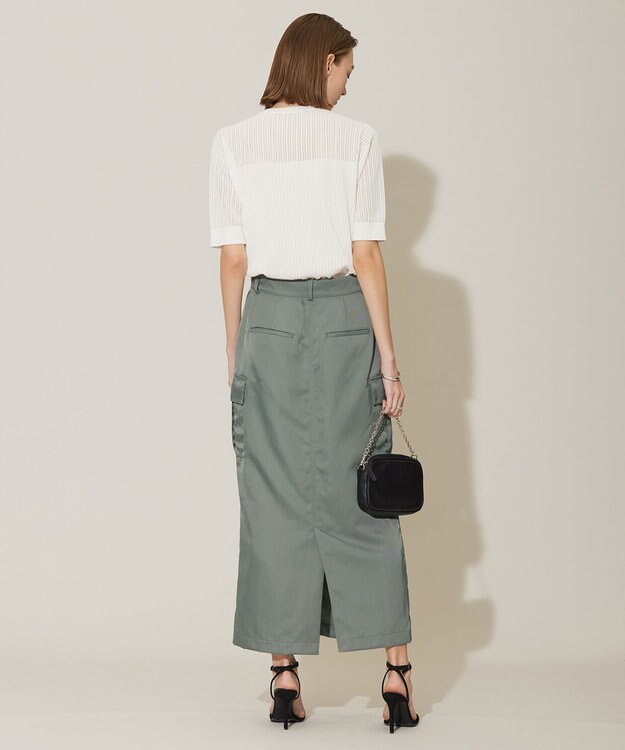 ICB L 【洗える】ヘビーナイロンツイル スカート ティールグレー系