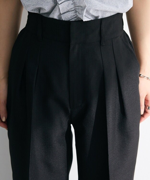 Green Parks ・ＥＬＥＮＣＡＲＥ　ＤＵＥ　リネンライク２タックパンツ Black