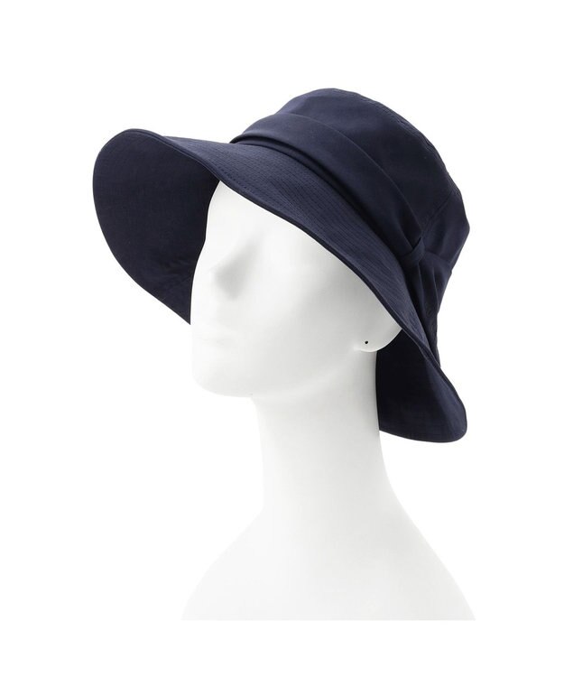 MOONBAT 【洗える】FURLA(フルラ) シャンブレー中つばダウンハット ネイビーブルー