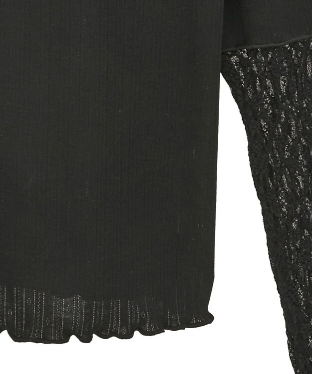 earth music&ecology レース×アイレットプルオ－バー Black