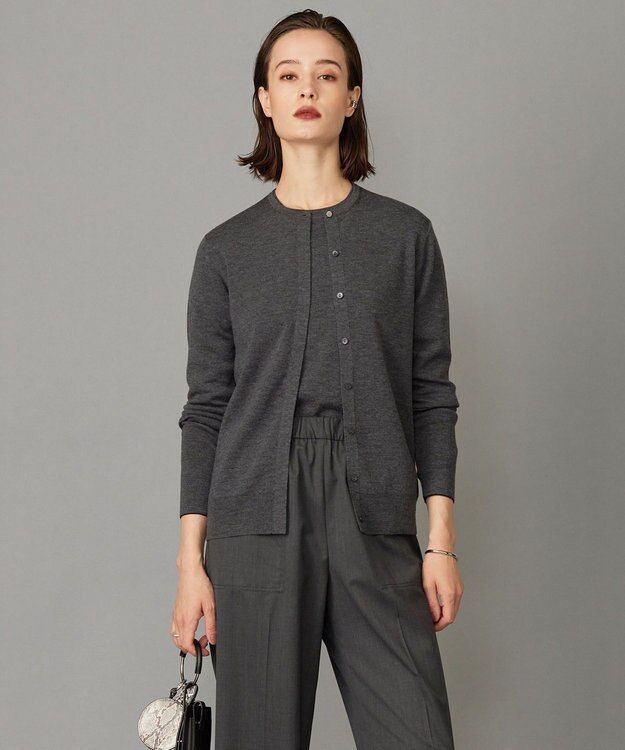 ICB 【洗える】エクストラファインメリノ カーディガン ミディアムグレー系