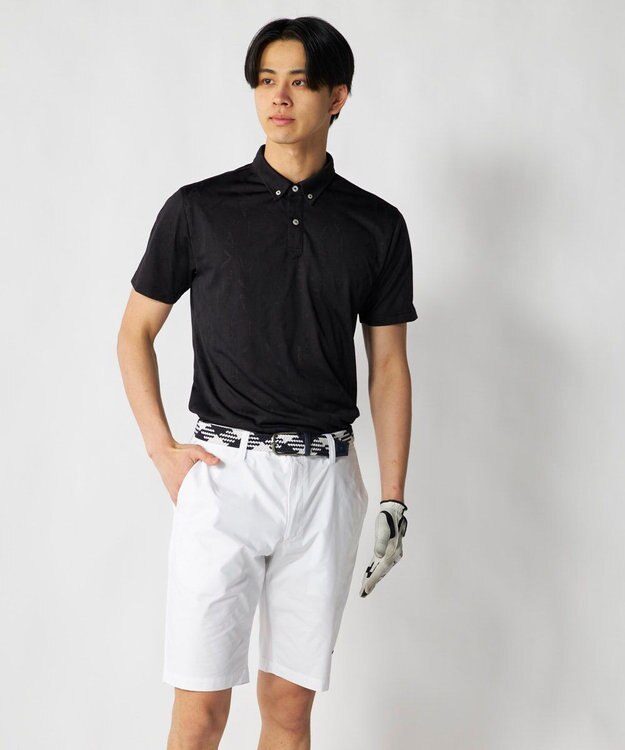 FILA GOLF／marie claire 【FILA GOLF】メッシュ加工ロゴ半袖ポロシャツ ブラック