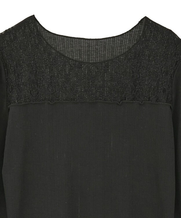 earth music&ecology レース×アイレットプルオ－バー Black