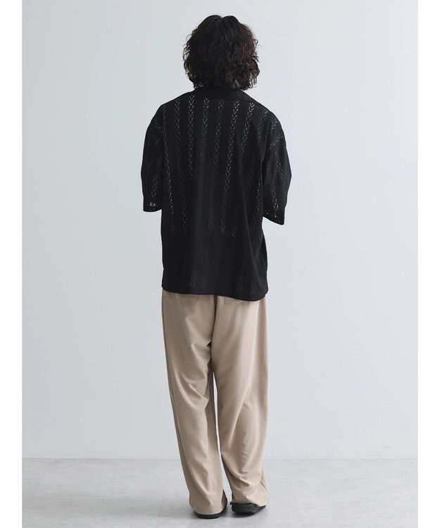 CRAFT STANDARD BOUTIQUE レースオープンカラーシャツ Black