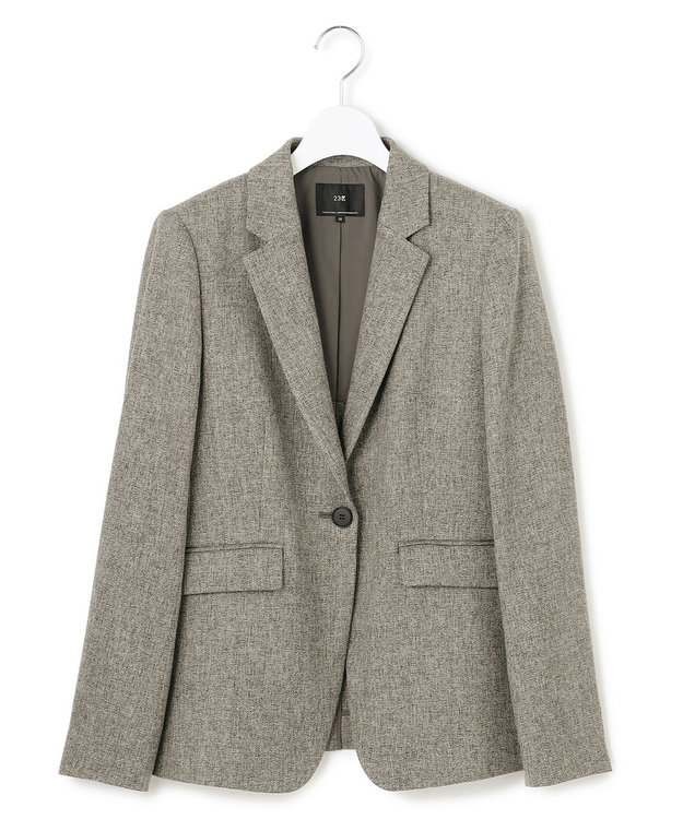 23区 【洗える】ウールライクカルゼ テーラード ジャケット グレー系