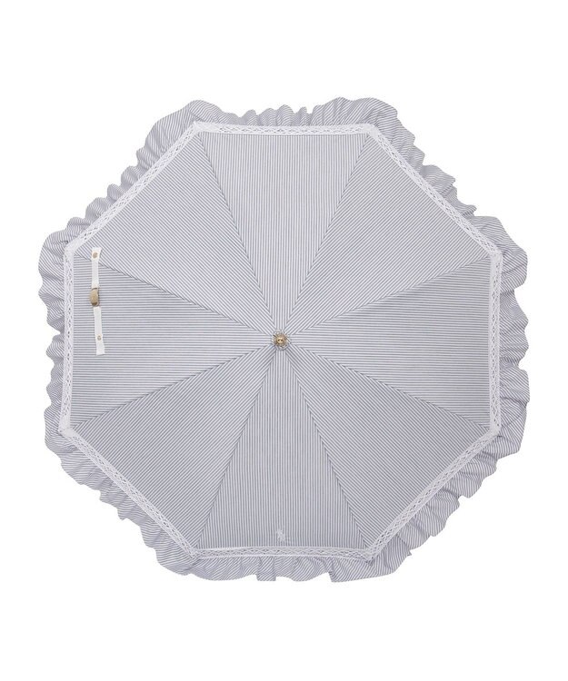 MOONBAT 【遮光/晴雨兼用日傘】POLO RALPH LAUREN(ポロ ラルフローレン) ストライプフリル 長傘 遮熱 UV ディープブルー