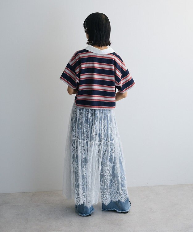 Green Parks エムブレム刺繍ショートボーダーカットソー Navy