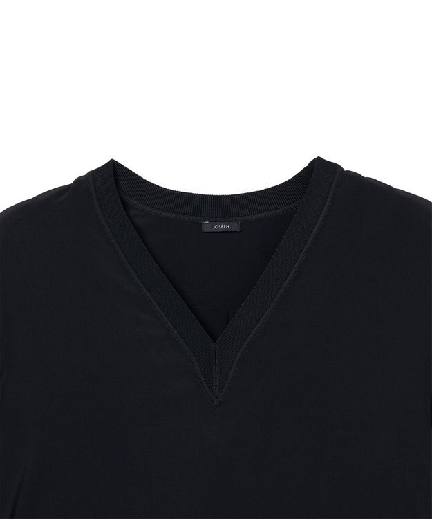 JOSEPH 【洗える】クレープ ド ソワ　Vネックブラウス Black