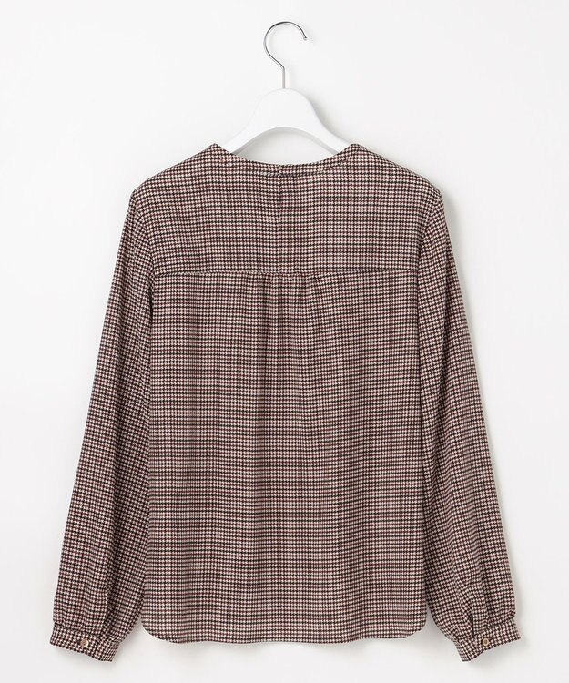 J.PRESS LADIES デシンハウンドトゥースプリント ブラウス ブラウン系