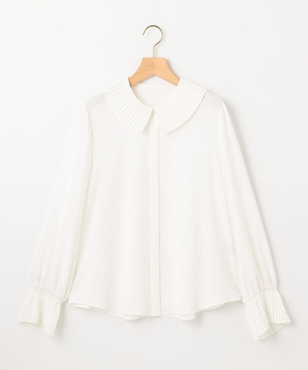 組曲 S ライトデシン プリーツブラウス アイボリー系