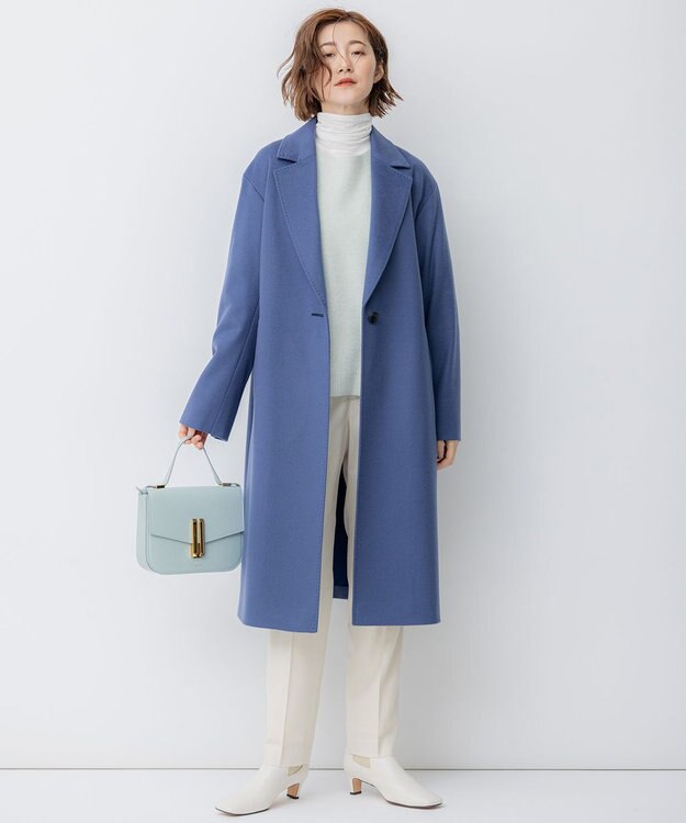 23区 クリアウールサキソニー テーパードパンツ アイボリー系