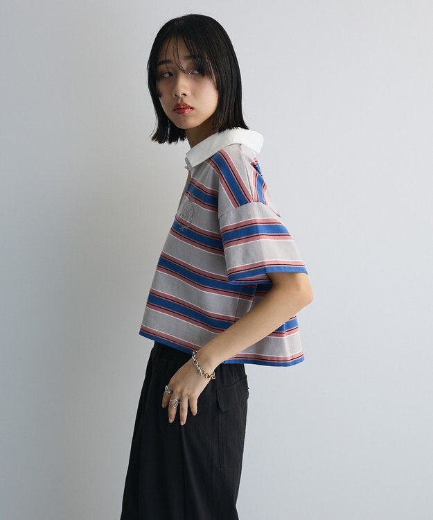 Green Parks エムブレム刺繍ショートボーダーカットソー Gray