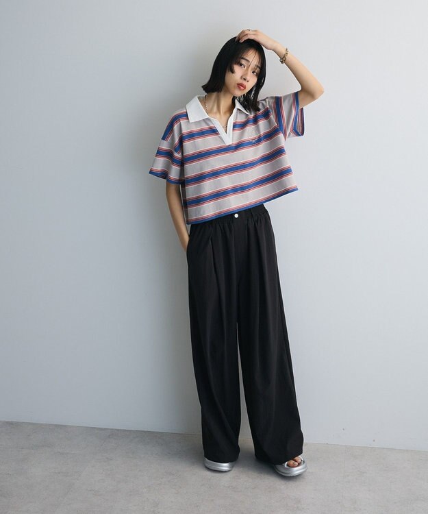 Green Parks エムブレム刺繍ショートボーダーカットソー Gray