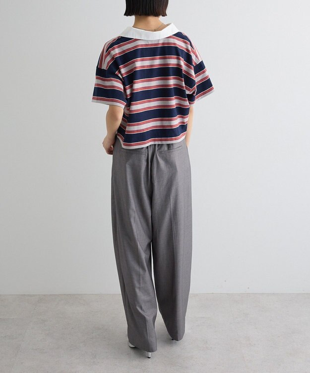 Green Parks エムブレム刺繍ショートボーダーカットソー Navy