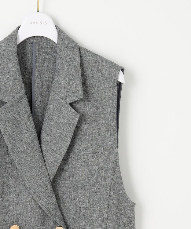 ANY SIS 【洗える】ツイード ジレ モノトーンミックス