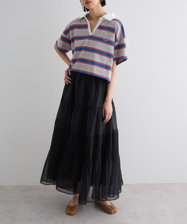 Green Parks エムブレム刺繍ショートボーダーカットソー Gray