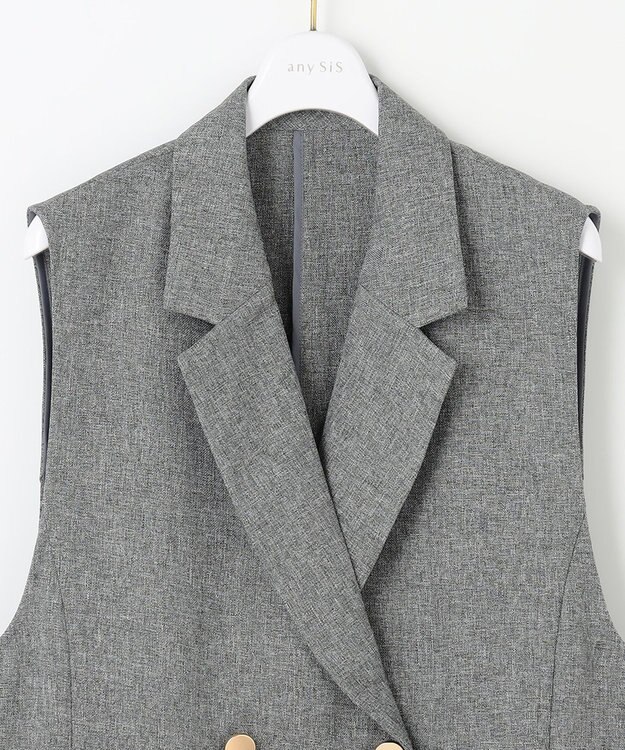 ANY SIS 【洗える】ツイード ジレ モノトーンミックス