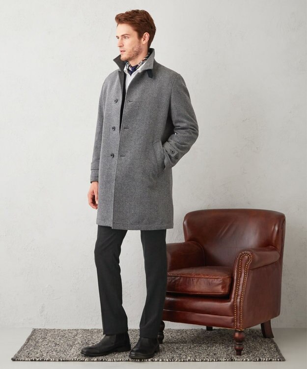 JOSEPH ABBOUD 【キングサイズ・JAPAN FABRIC】アンゴラミックスカルゼ コート グレー系