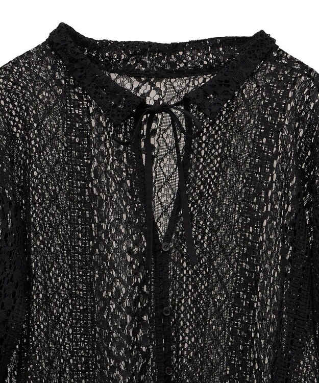 Green Parks ２ＷＡＹリボン付きレースシャツ Black