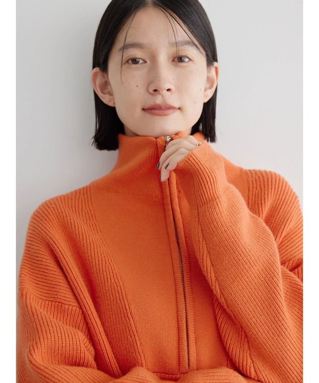 AMERICAN HOLIC バイパチハーフＺＩＰ片畦ニットプルオーバー　 Orange