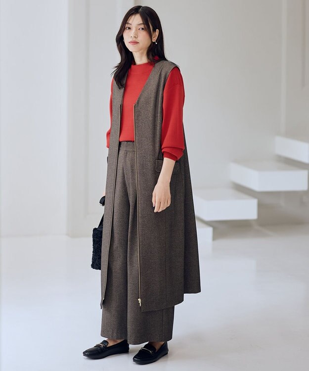 ANY 【2WAY/セットアップ可】ライトツイードジャンパースカート ブラウン