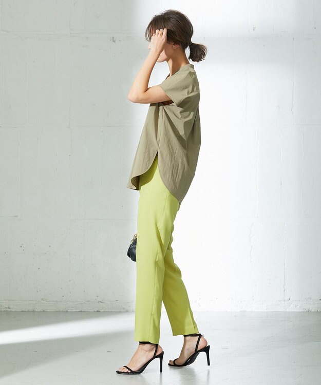 ICB L 【新色追加・洗える】 FluidBackSatin ドロストパンツ ライム系