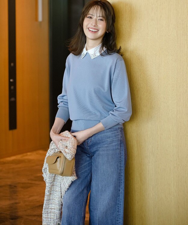 23区 S 【FUDGE掲載/滝沢眞規子さん着用/RED CARD TOKYO×23区】 センタープレス デニム ワイド パンツ ライトブルー系