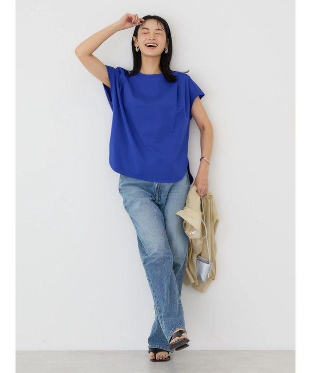 AMERICAN HOLIC 接触冷感フレンチスリーブタックポンチプルオーバー Blue