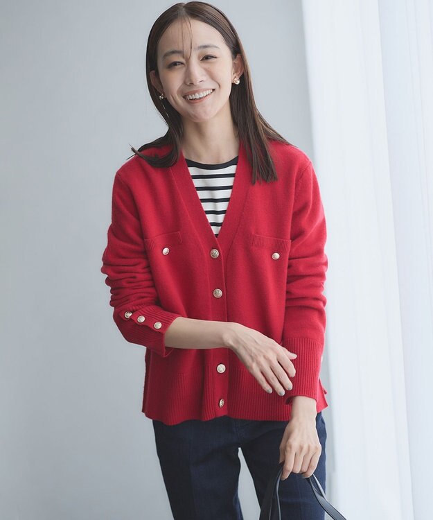 組曲 【WEB限定】ウールカシミヤミックス カーディガン ルビーレッド