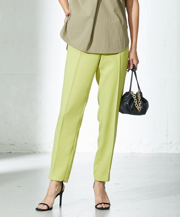 ICB L 【新色追加・洗える】 FluidBackSatin ドロストパンツ ライム系