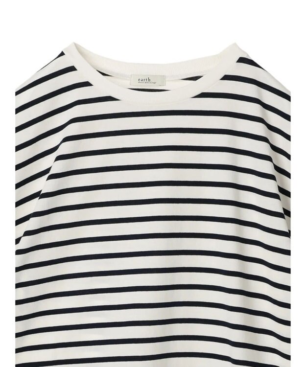 earth music&ecology ラウンドチュニックＴ Border Ivory