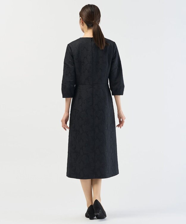 J.PRESS LADIES S ボタニカルジャガード ワンピース ダークネイビー系