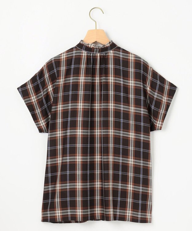 組曲 シアーツイルチェック フリルブラウス アプリコットブラウン系3