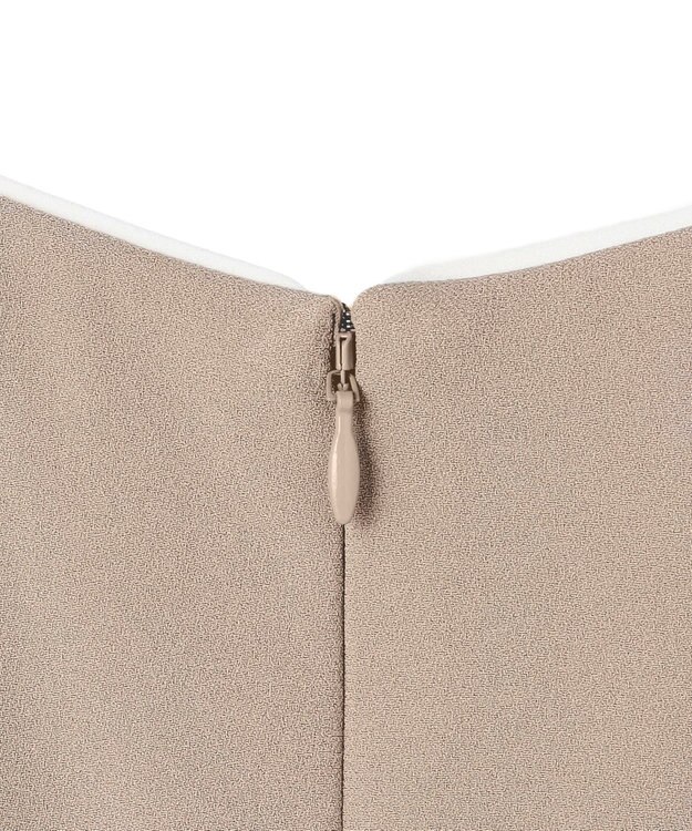 BEIGE， 【セットアップ対応】CINDY / 配色ライン クルーネックドレス Taupe x White