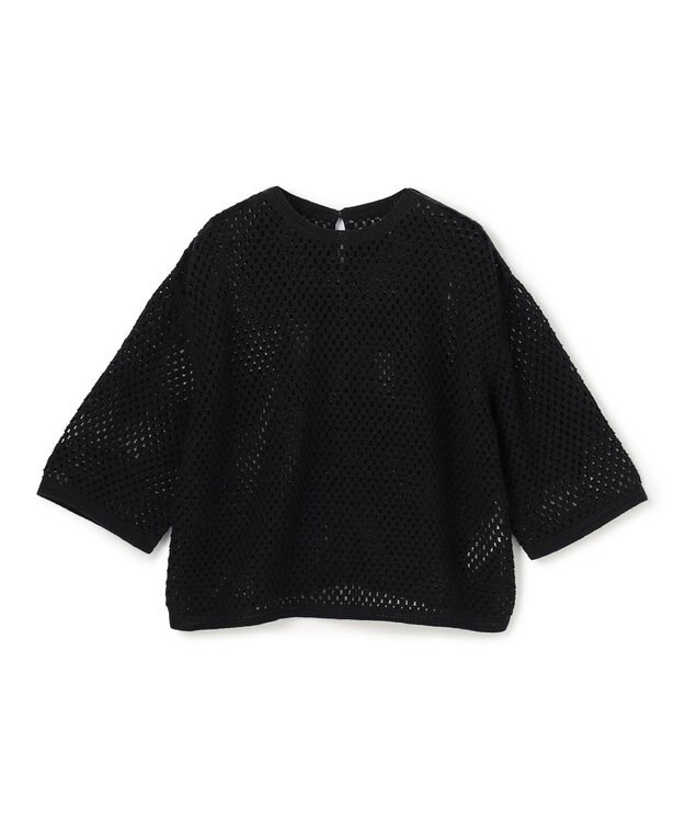 UNFILO クロシェレースニット ハーフスリーブ プルオーバー ブラック