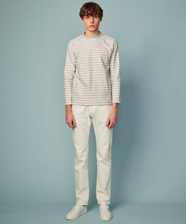 JOSEPH ABBOUD 【オーガニックコットン使用】インレーボーダー Tシャツ ライトグレー系2