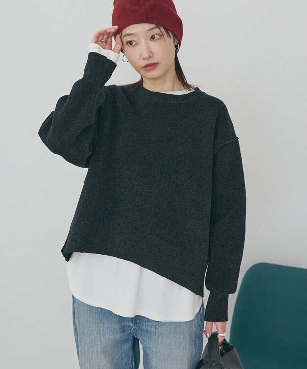 AMERICAN HOLIC 【選べる丈】モールニットプルオーバー Black