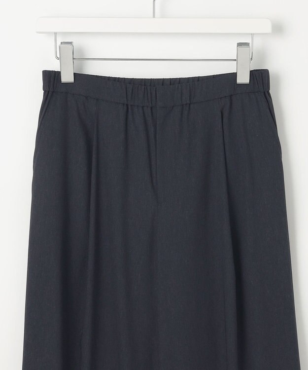 J.PRESS LADIES 【洗える】セルロースリネンストレッチ タックワイドパンツ ネイビー系