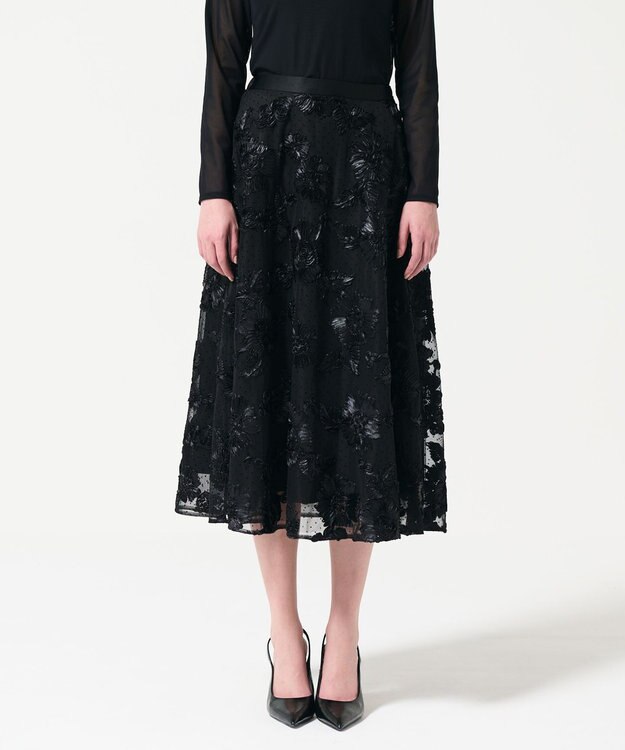 GRACE CONTINENTAL サテンコードスカート ブラック