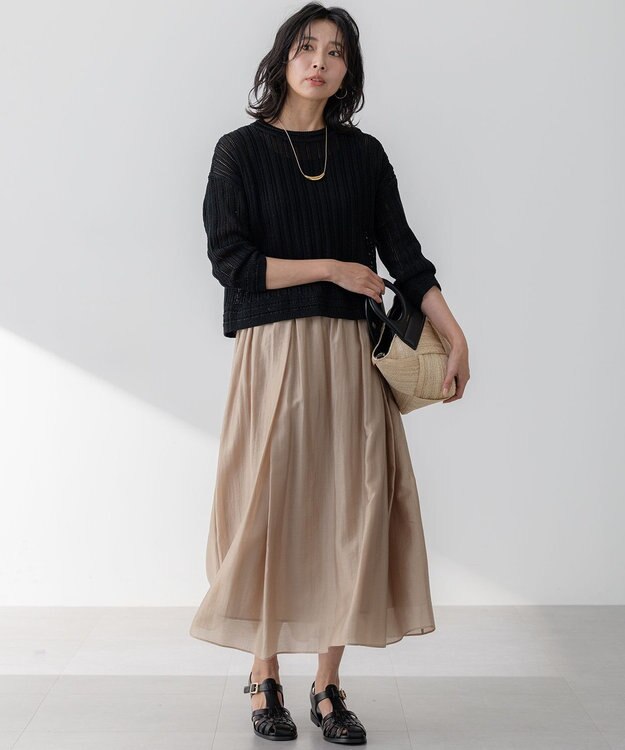 23区 【WEB&一部店舗限定/洗える】ライトシアーミクスチャー スカート ベージュ系