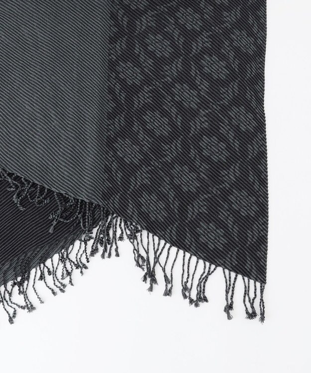 JOSEPH HOMME シルクカシミヤ　プリーツストール　オーナメント柄 グレー系