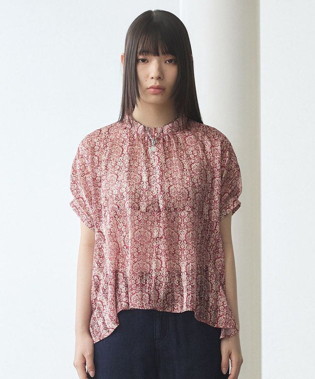 J.PRESS YORK STREET 【WOMEN】オリジナルタイルプリント ブラウス レッド系5