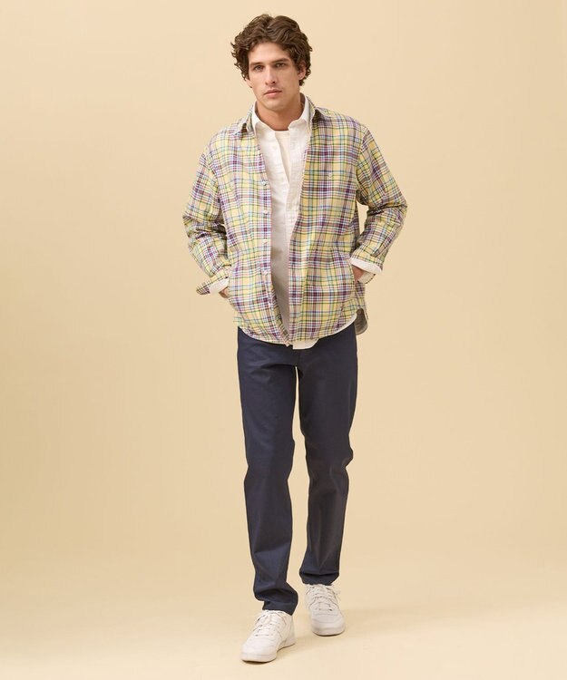 J.PRESS MEN 【ストレッチ】コンパクトピケストレッチ５ポケット パンツ ネイビー系