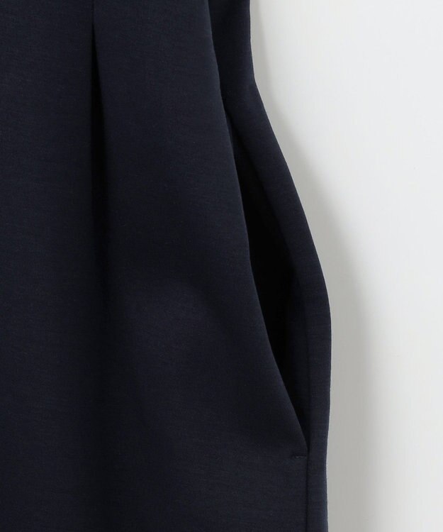 組曲 シャツスリーブポンチ ワンピース ネイビー×オフ系