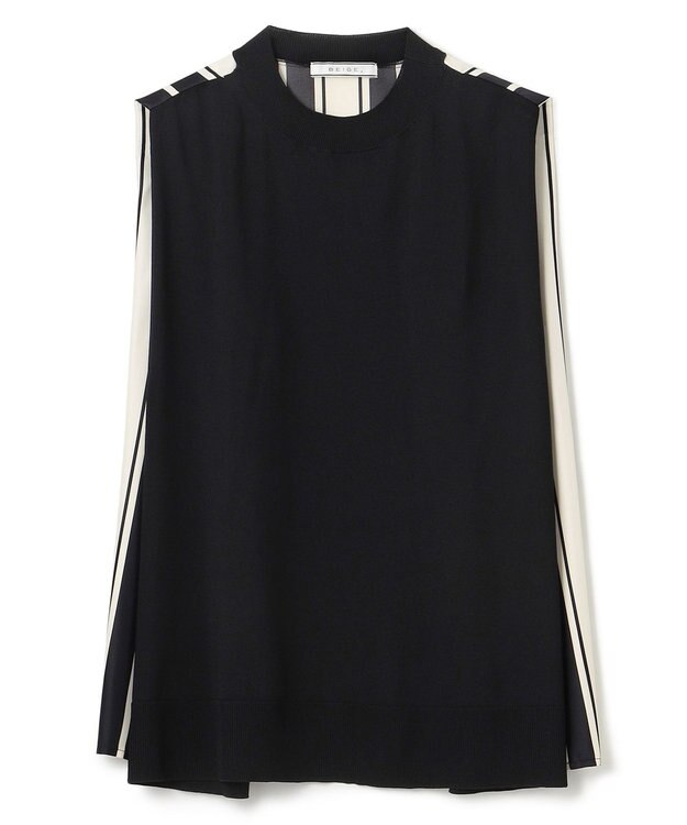 BEIGE， 【洗える】VALOIS / ドッキングニット Black